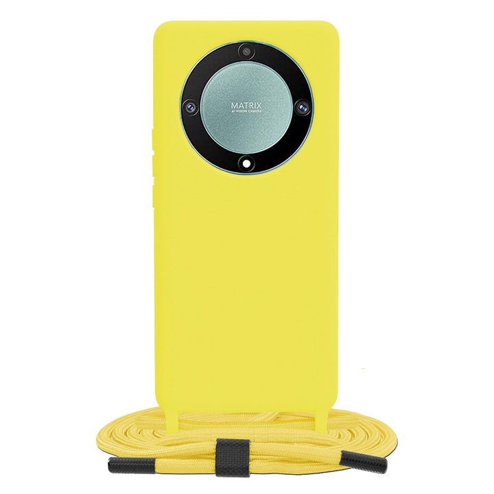 Husa compatibila cu Honor Magic5 Lite, RAO Premium Grip, Crossbody Lanyard, N72, Metal, Galben Deschis