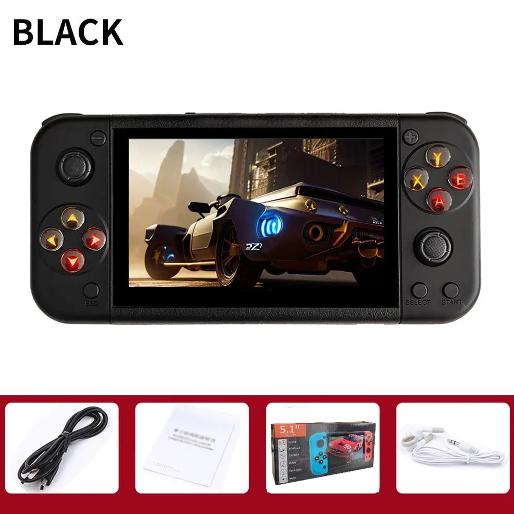 Joc portabil STELS, tehnologie inteligenta, HDMI, ecran color de 5,1 inchi, 20.000 de jocuri, negru