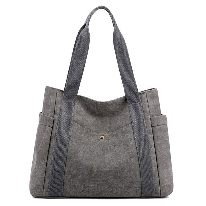 Válltáska, Vászon, vászon, 39x14x30cm, Szürke, 38*28*10cm