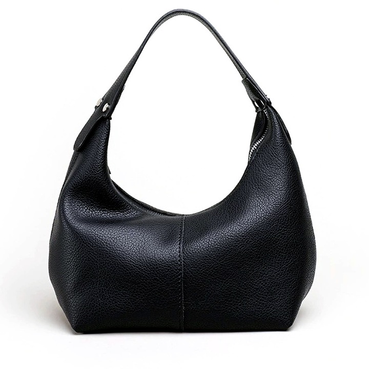 Geanta de umar retro, piele ecologica, negru, 20x22x11cm