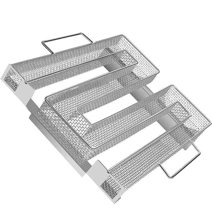 Cos Afumare pentru Gratar, Inox, 22.5 x 22.5 x 4.5 cm, Argintiu