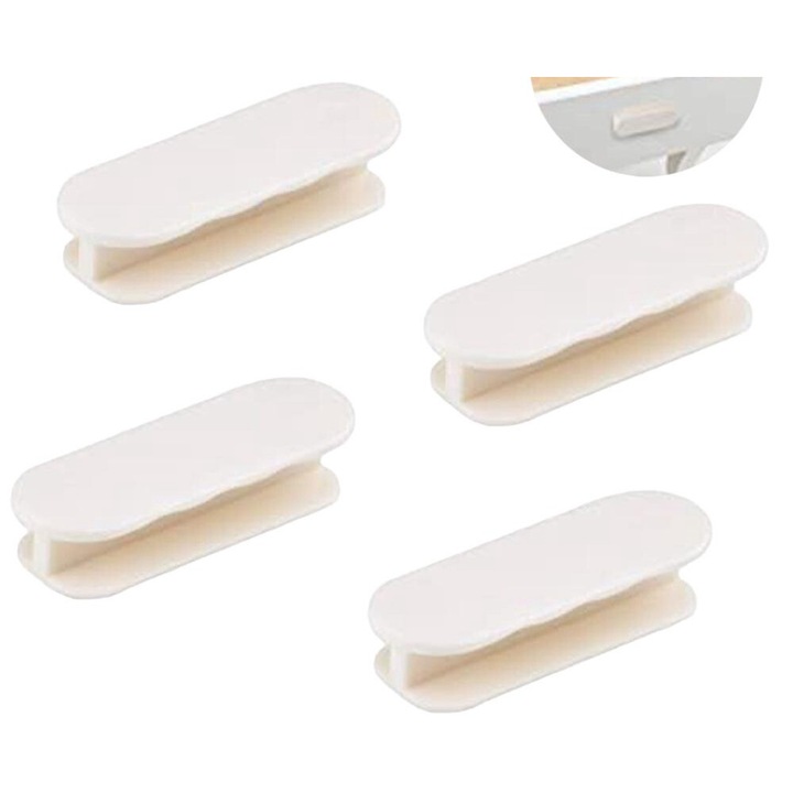 Set 4 manere autoadezive pentru mobilier, ABS, Alb