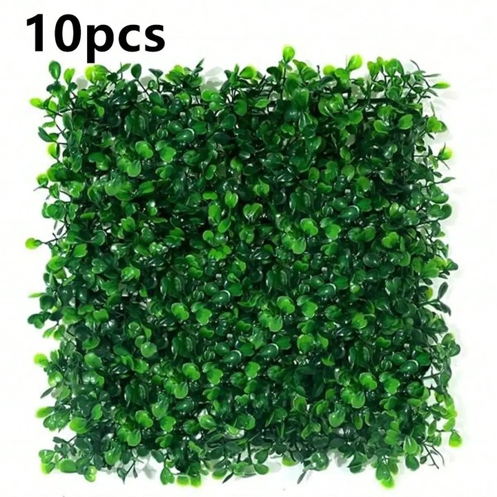 Panouri Artificiale Boxwood Aooyaoo, Set 10 bucati, Verde, 25x25cm