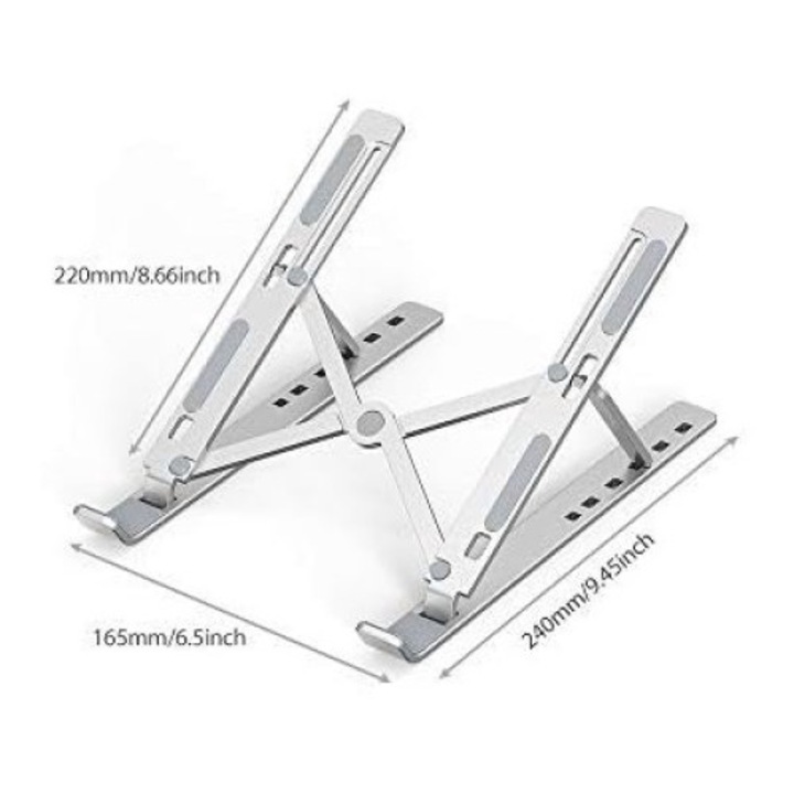 Suport ventilat pentru laptop, reglabil 6 nivele, aluminiu, argintiu, 10-15.6 inch