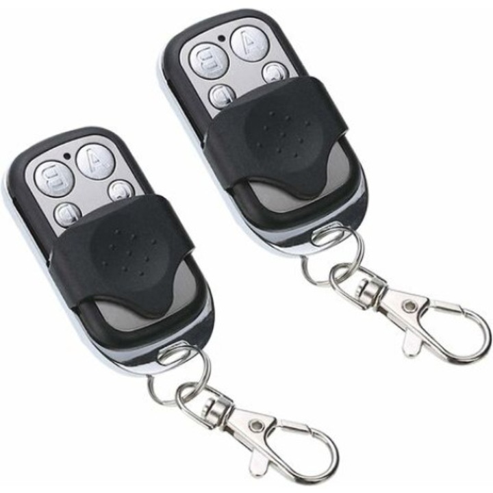 Set 2 telecomenzi pentru usa garaj, auto-programabile, universal, 433.92 MHz, 50-100m, negru