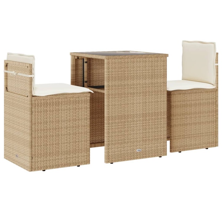 vidaXL 3 részes bézs polyrattan bisztrógarnitúra párnával 4003873