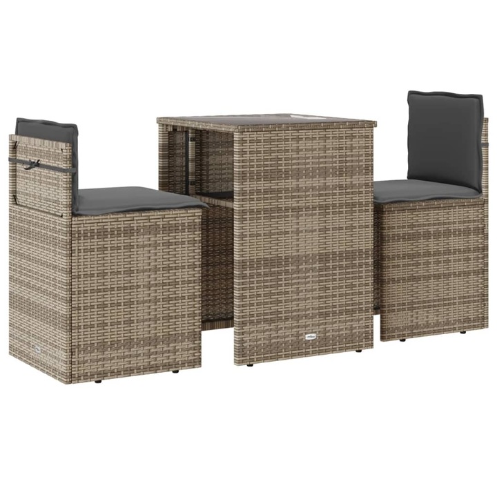 vidaXL 3 részes bézs polyrattan bisztrógarnitúra párnával 4003872