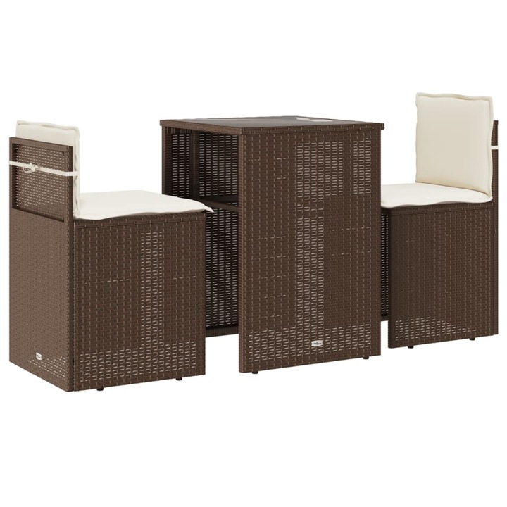 vidaXL 3 részes barna polyrattan bisztrógarnitúra párnákkal 4003870