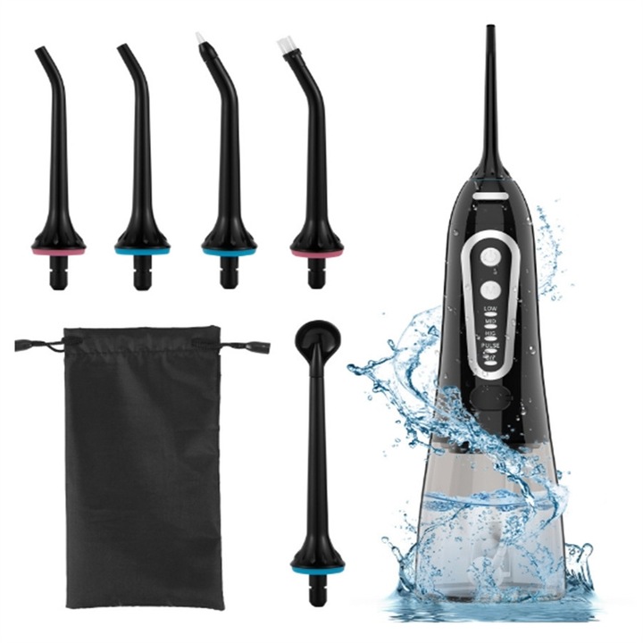 CVBFUS elektromos szájzuhany, 5 nyomásszint, IPX8, fekete