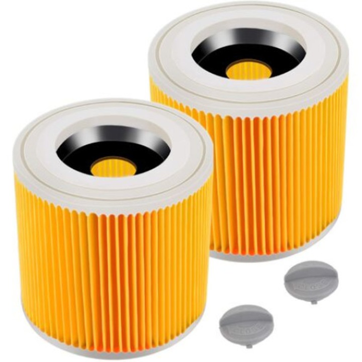 Комплект от 2 патронни филтри за прахосмукачка Karcher WD3 Premium, NT20/1, NT30/1, NT38, HEPA и активен въглен, миещи се