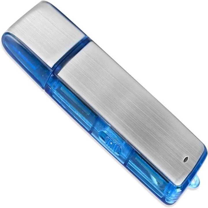 Hangrögzítő, 8 GB, hangaktiválás, fém, kék, 2,6x0,8x0,35 cm