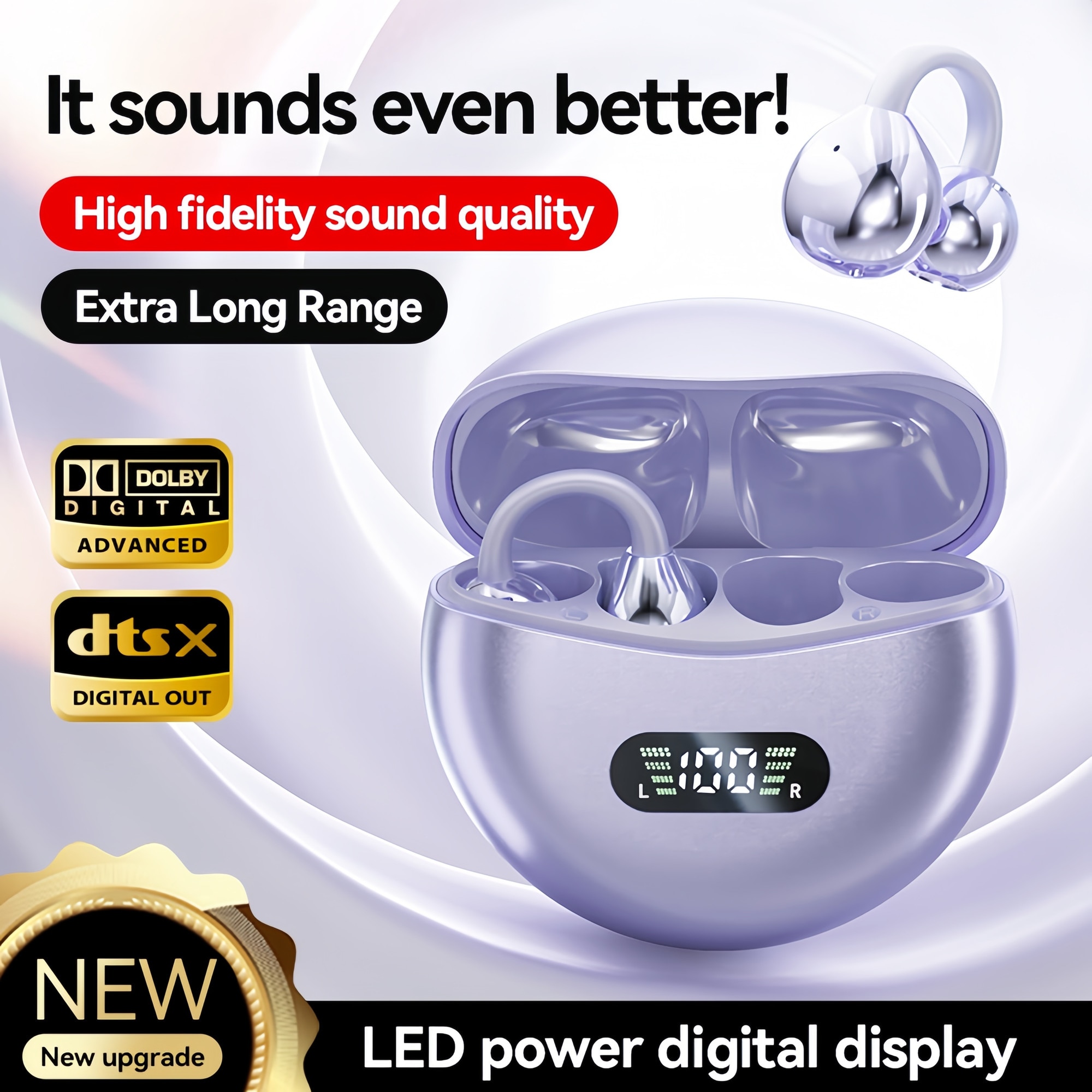 Casti Wireless cu clip, Casti Ear Clip, Casti Open-Ear，M79, Bluetooth 5 ...