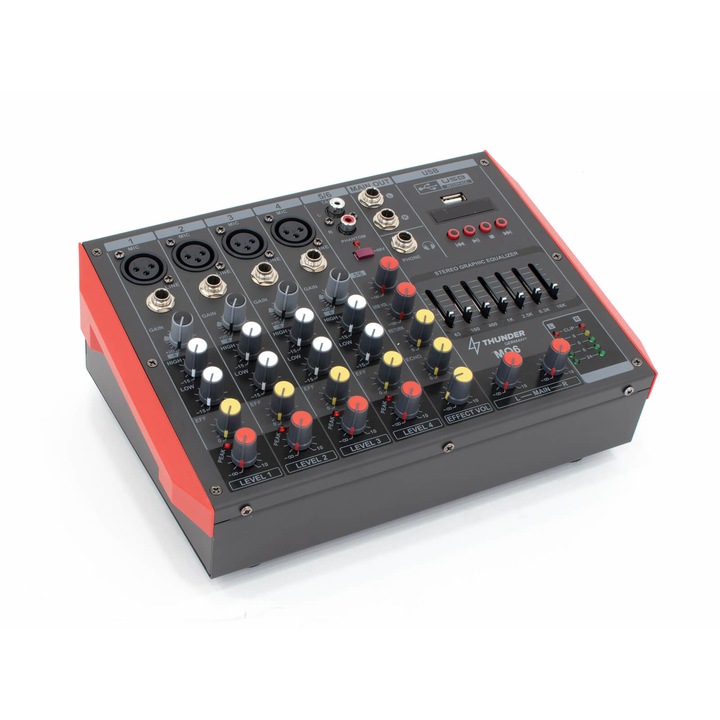 Mixer audio, Thunder MQ6 2x300W, amplificator mixer 6 canale + Bluetooth