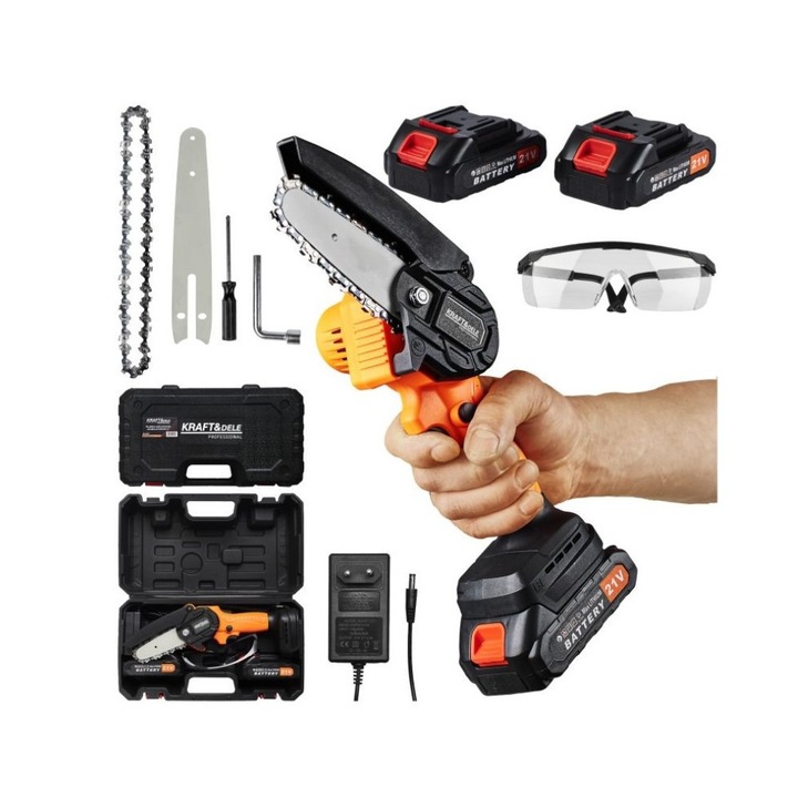 Мини верижен трион, Kraft&Dele, KD10627, 2 батерии от 1500 mah