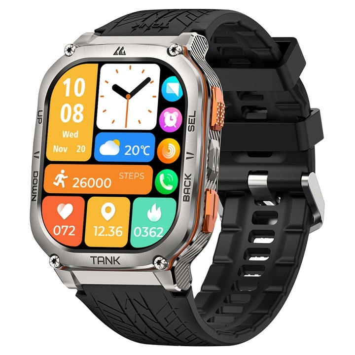 KOSPET TANK M3 Ultra Smart Watch, GPS, 60-дневна батерия, 5ATM, IP69, 1.96-инчов HD AMOLED, изцяло метален корпус