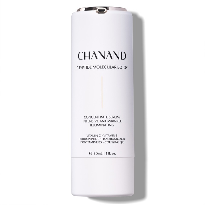 Ser concentrat cu Vitamina C, CONCENTRATE SERUM CHANAND, reincarcabil, imbogatit cu peptide botox, antiageing, pentru ten matur/sensibil, 30 ml