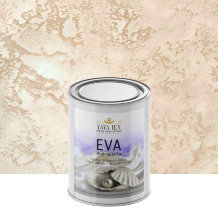 Vopsea decorativa de Lux, Eva Madreperla cu Fulgi de Sticla, Cacao cu Lapte, 0, 5 Litri, YaYa Color