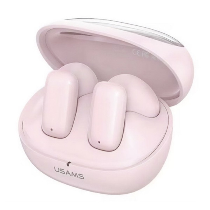 Usams td22 bluetooth fülhallgató sztereo, v5.3, tws, zajszűrő + töltőtok, rózsaszín