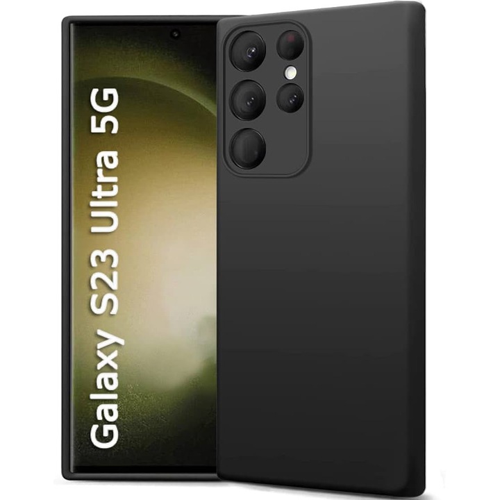Samsung Galaxy S23 Ultra 5G kompatibilis szilikon hátlaptok, matt, fekete