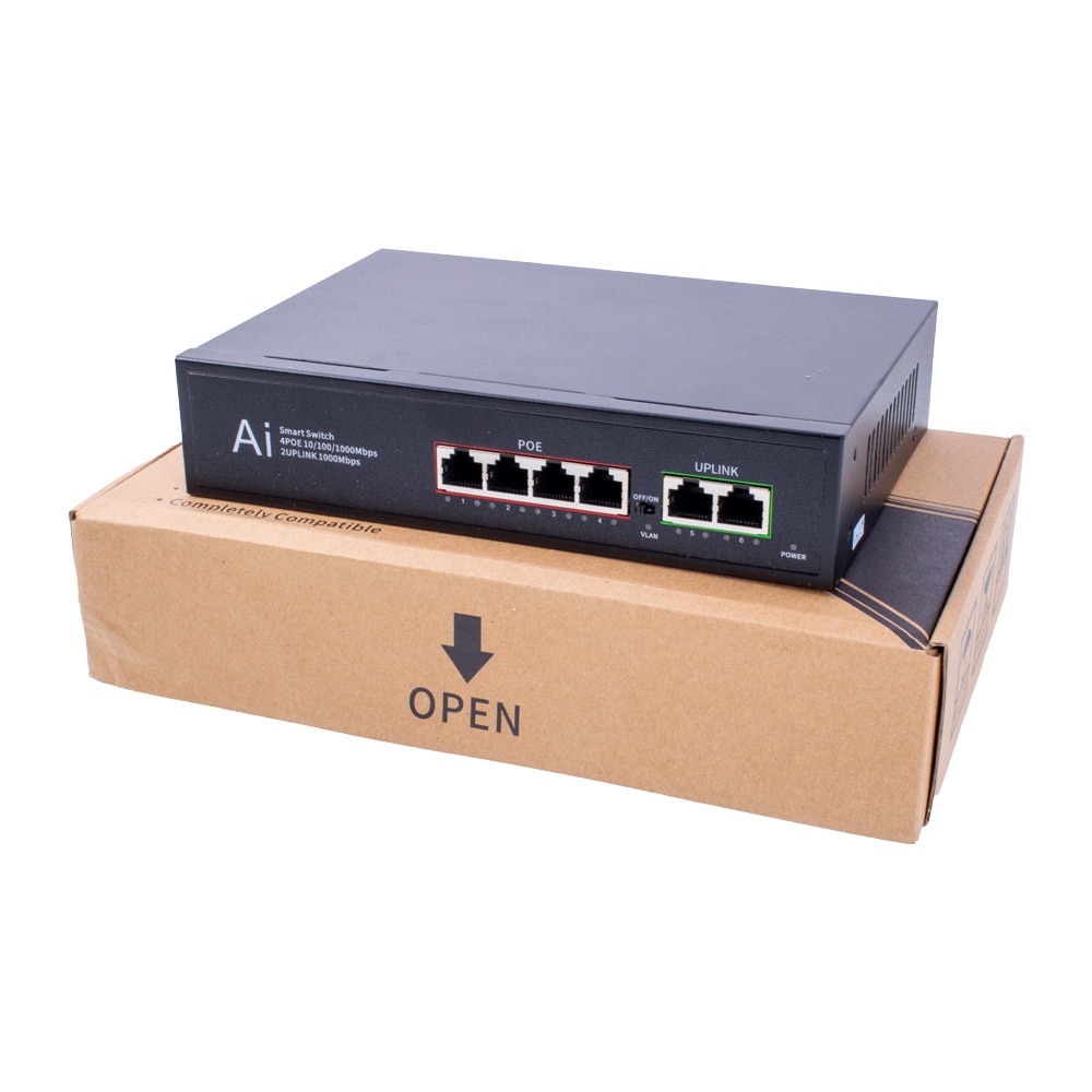 Switch complet Gigabit 6 porturi 4 porturi PoE+2 Fast Ethernet