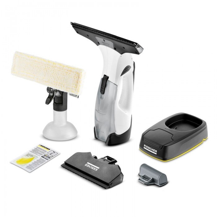 Aparat de spalat geamuri KARCHER WV 5 Plus N Battery, alb/negru, 35 min autonomie, set cu statie de incarcare
