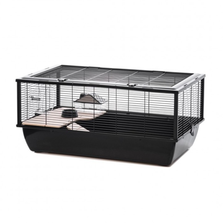 Cusca pentru rozatoare Inter-Zoo, metal/plastic/lemn, negru, 780x480x360mm