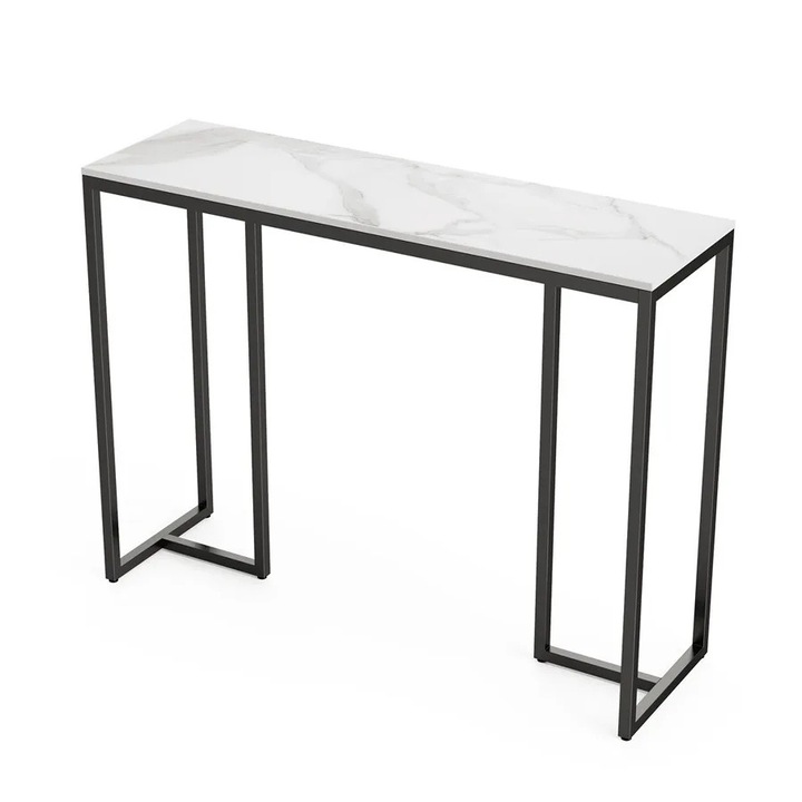 Masa Consola, Metal, 100 x 30 x 78.5 cm, Alb/Negru