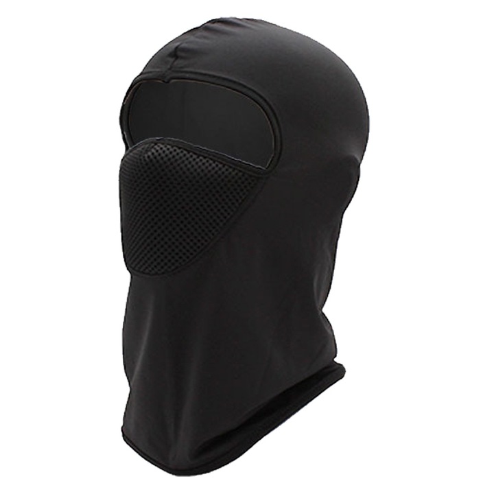 QttvbTna balaklava, légáteresztő, mosható, UV védelem, fekete