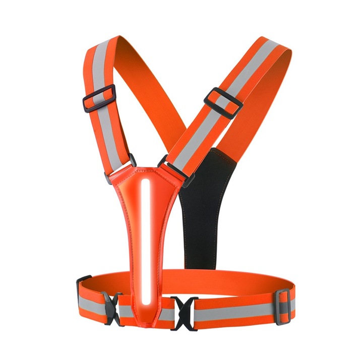 LED светлоотразителна жилетка, QttvbTna, презареждаема, 360° видимост, унисекс, черна