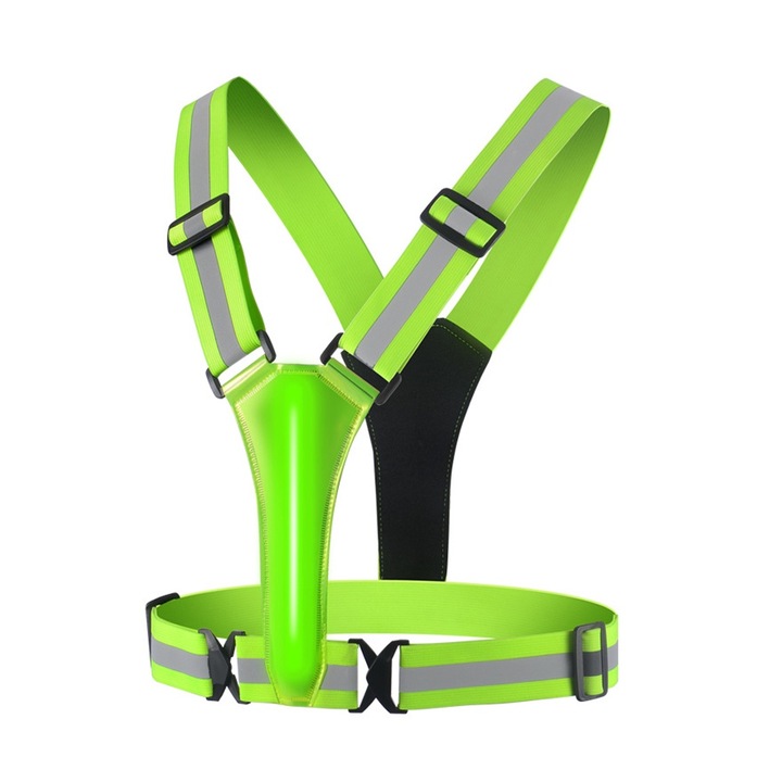 LED светлоотразителна жилетка, QttvbTna, презареждаема, 360° видимост, унисекс, зелена