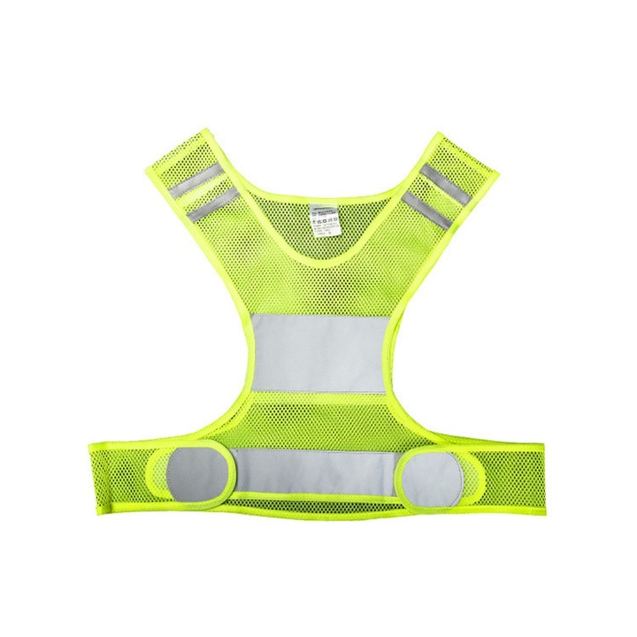 Светлоотразителна жилетка за бягане и колоездене, QttvbTna, Мултифункционална, 48 x 46 см, Жълта