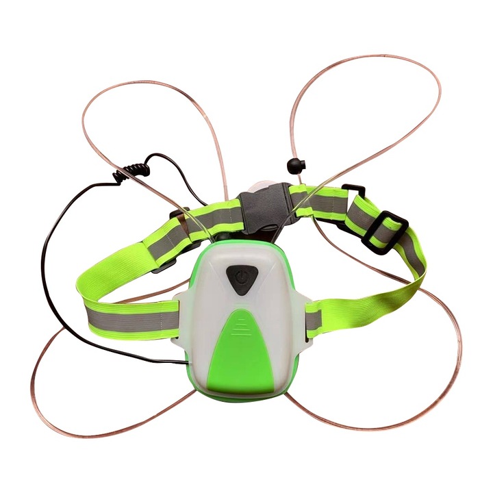 Светлоотразителна жилетка, QttvbTna, LED X-образна форма, регулируема, с предна светлина, зелена