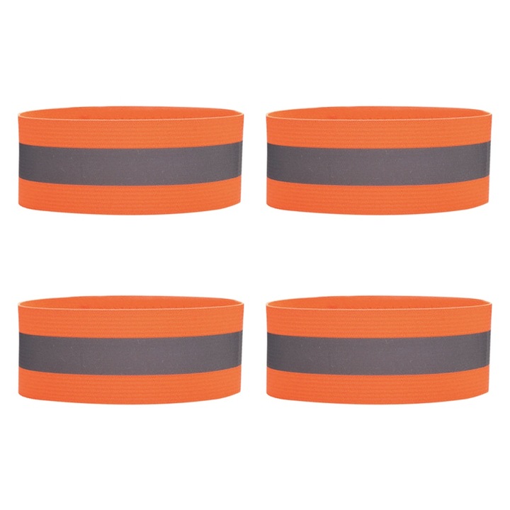 Set 4 benzi reflectorizante ajustabile, utilizare multipla, portocaliu