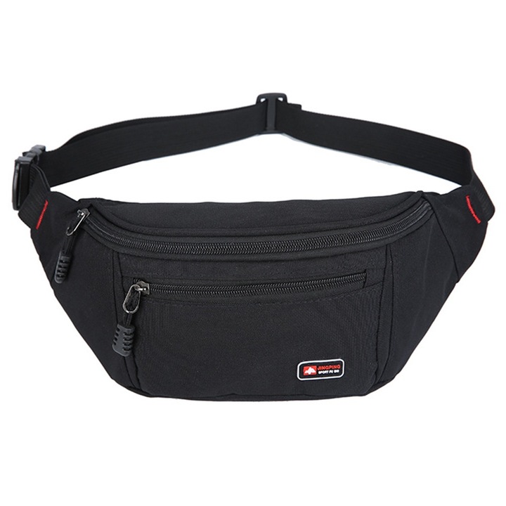 Jormftte sporttáska, állítható, vízálló, 4 rekeszes, ébenfekete, férfiaknak