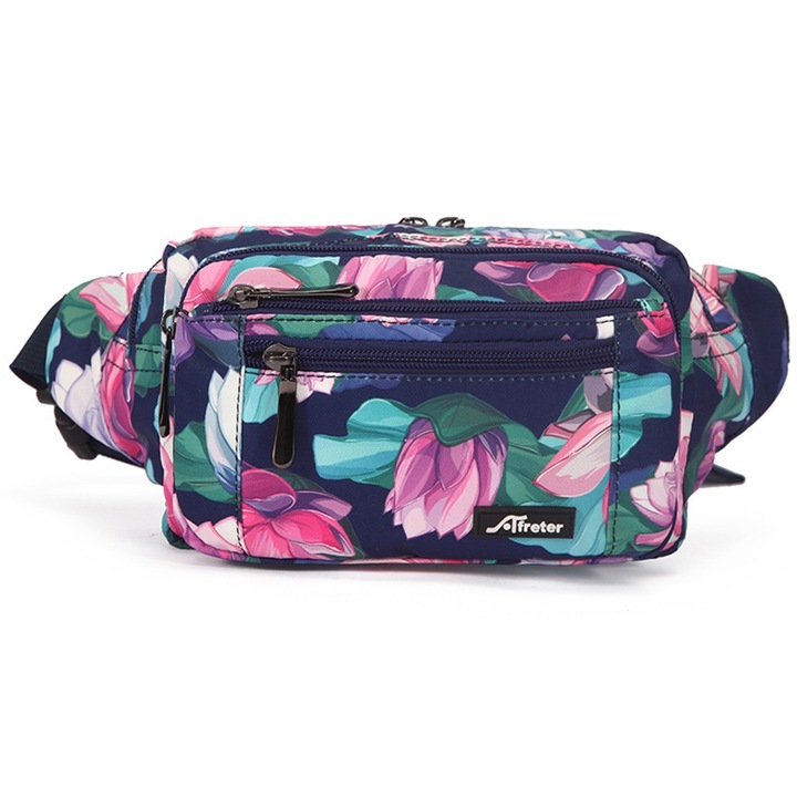 Sportos övtáska, vízálló, állítható, 5 zseb, többszínű