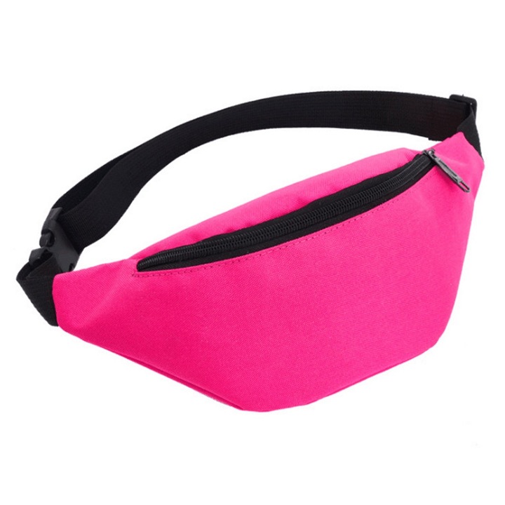 Sportos övtáska, 2 cipzáras rekesszel, állítható, utazáshoz, fekete