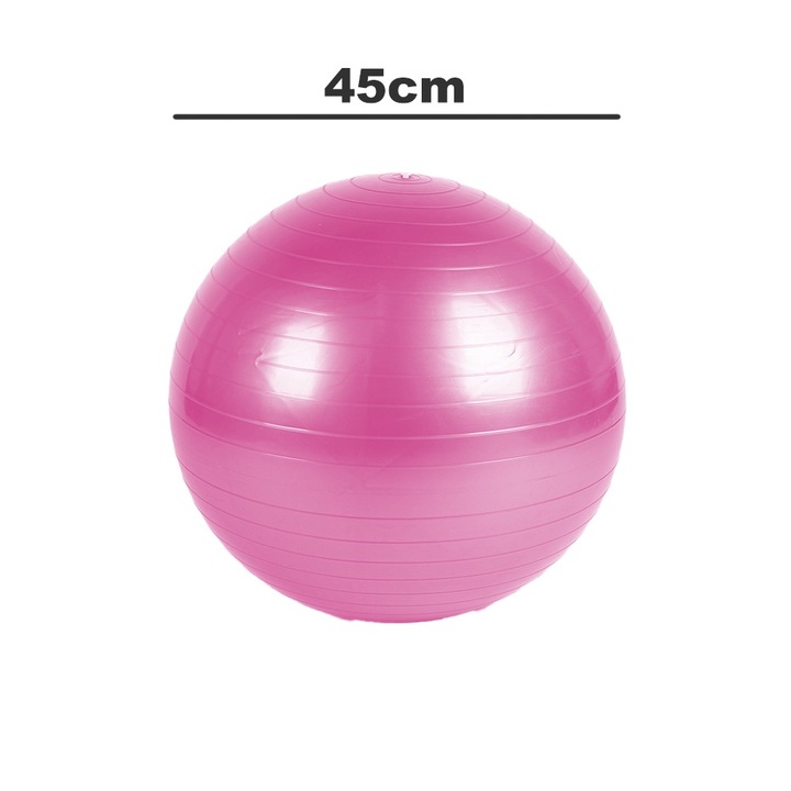 Minge fitness Jormftte, cu pompa, roz, 45cm, set de exercitii pentru abdomene si flexibilitate