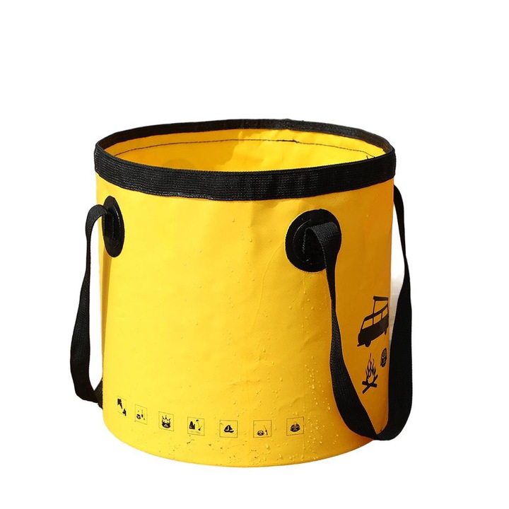 QttvbTna сгъваема кофа, многофункционална, водоустойчива, за къмпинг, 20L, жълта