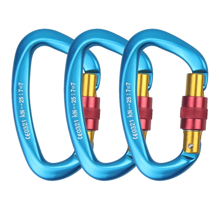 Set 3 Carabiniere Alpinism Automate, 25kN, Aluminiu, Multicolor, 10x6cm