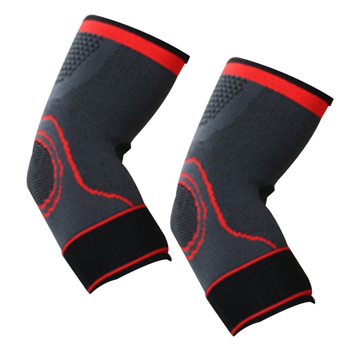 Set Protectii Cot Ajustabile, Absorbtie Sudoare, Rosu/Negru, L