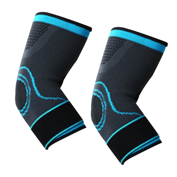 Set 2 Aparatori Cot si Genunchi, Reglabil, Absorbtie Umiditate, Albastru/Negru, M