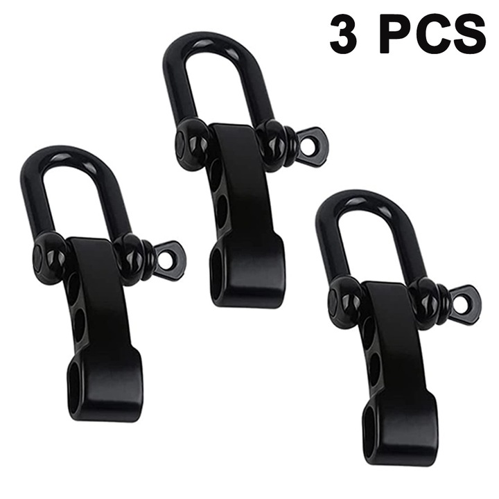 Set 3 bucati catarama in forma de U, QttvbTna, aliaj electroplacat, negru