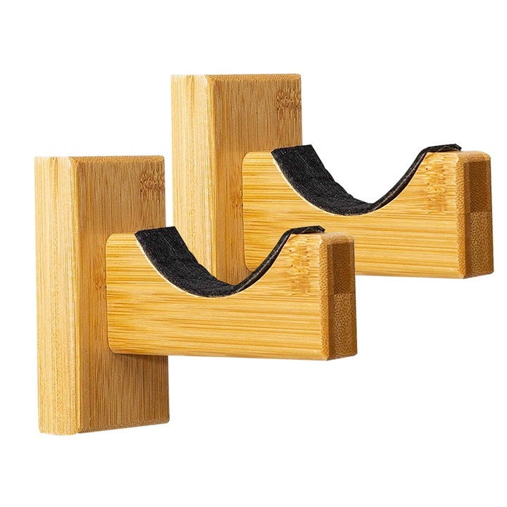 Комплект от 2 държача за бейзболна бухалка, QttvbTna, дърво, стенен монтаж, 9 x 9 x 4,5 cm, кафяв