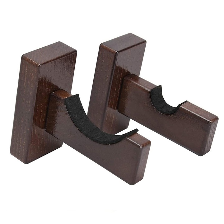 Комплект за стенен монтаж на бейзболна бухалка, дърво, вътрешна подплата, кафяв, 11x9x4,5 см