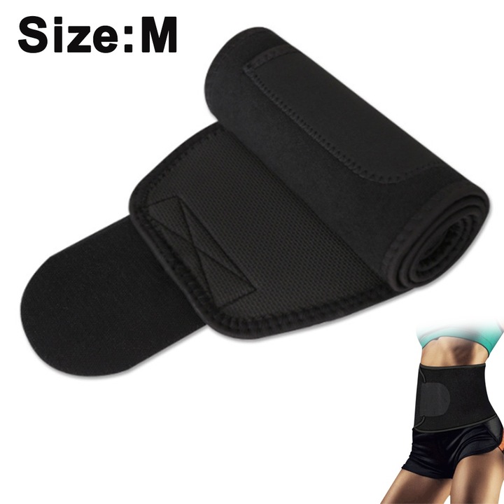 Karcsúsító öv, QttvbTna, neoprén, fekete, M