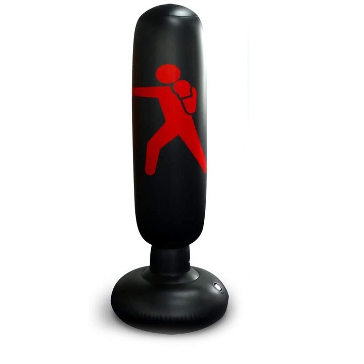 QttvbTna boxzsák, tartós PVC, magassága 160 cm, fekete