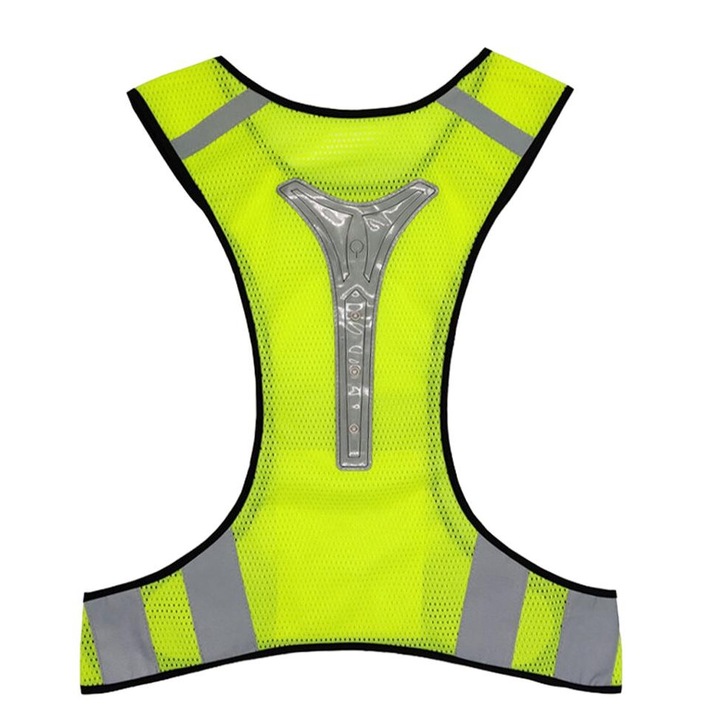 Светлоотразителна жилетка за бягане, QttvbTna, Мрежа, Дишаща, Удобна, 58 x 68 см, Флуоресцентно жълто