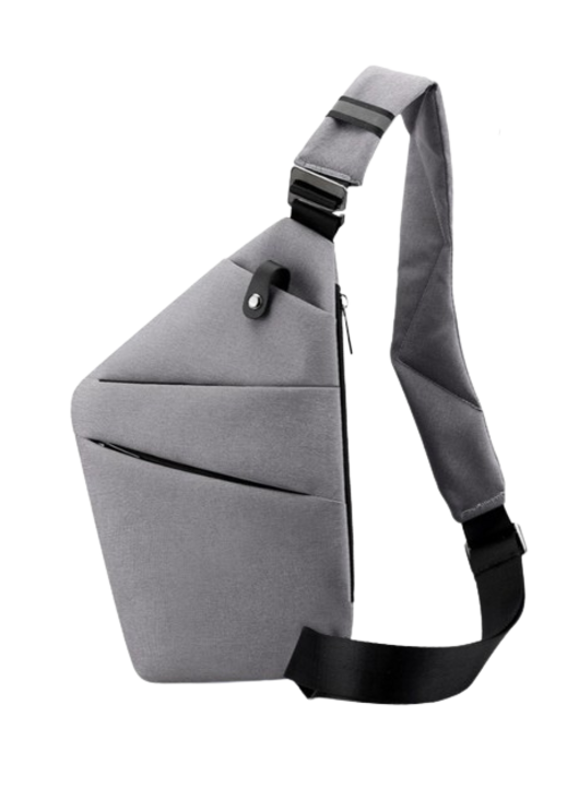 Válltáska, QttvbTna, poliészter, lopásgátló, vízálló, 30 x 22 cm, szürke/fekete