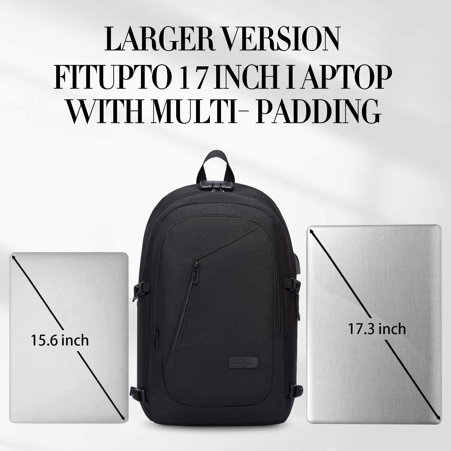 Rucsac Laptop QttvbTna, Antifurt, Port USB, Negru, 30x48x15cm