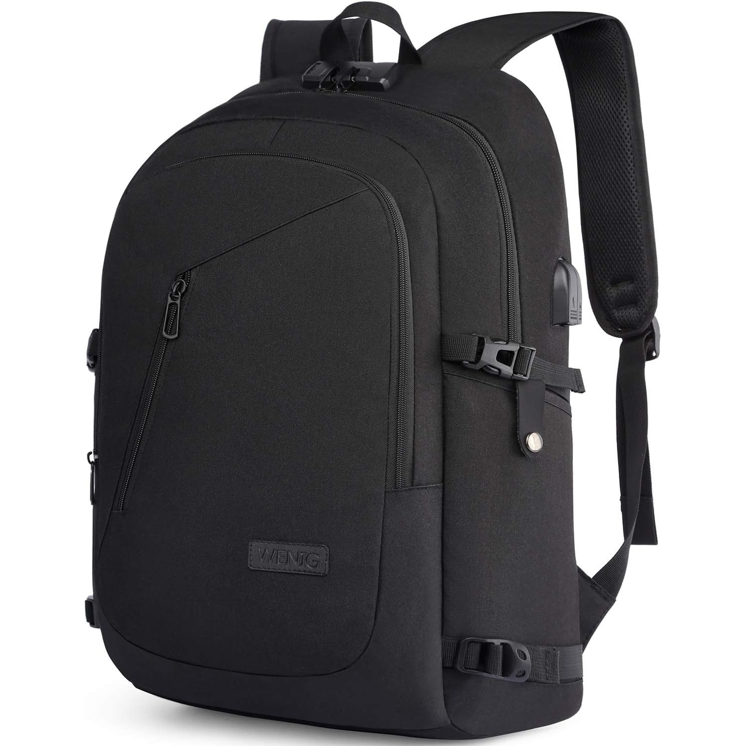Rucsac Laptop QttvbTna, Antifurt, Port USB, Negru, 30x48x15cm